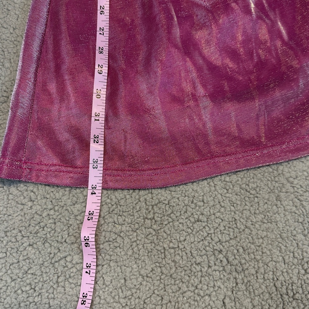 Lulus Women's Metallic Pink Halter Mini Dress Small Ruched Bodycon Tulip Hem - Picture 11 of 12